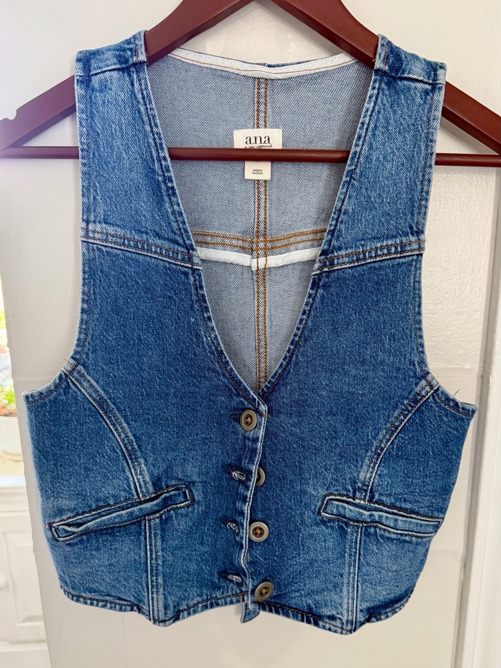 a.n.a Indigo Blue Denim Vest - Women's Button-Front Jean Vest